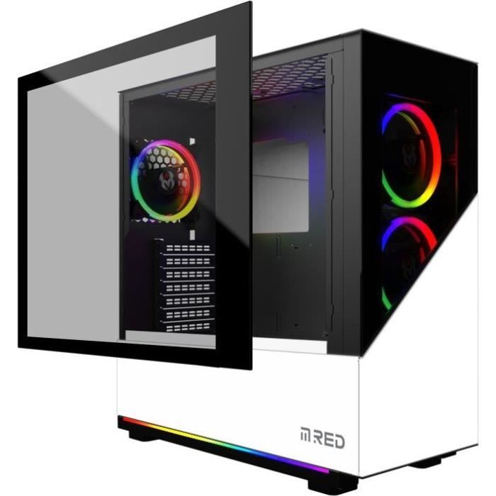 MRED - Boîtier PC Gamer ATX - Blanc RGB Elite - Cdiscount Informatique