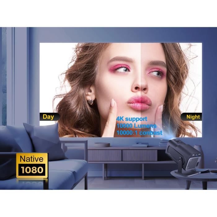 Vidéoprojecteur 4K Home Cinéma, 1100 ANSI Lumière Du Jour, Smart