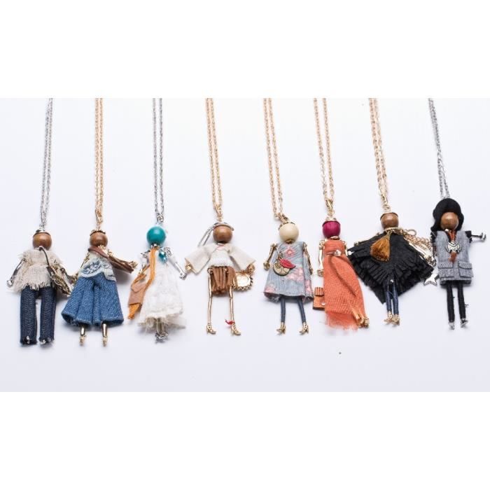 Robe de princesse multicolore pour femmes collier avec pendentif