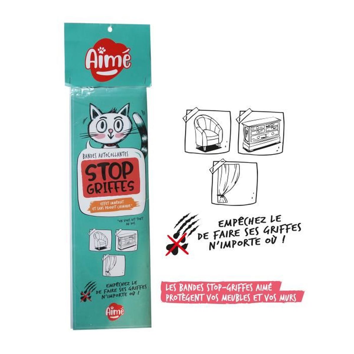 Tapisserie Anti Griffe Aime Stop Griffe Adhesif Pour Chat Achat Vente Griffoir