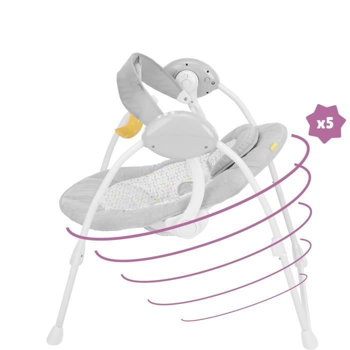 PERSEVERANCE Transat Bebe, Balancelle Bebe Electrique 0 à 10 kg, avec  Berceuse, 5 Vitesses de Balancement, Bluetooth,Télécommande, Harnais à 5  Points, Base Stable(Gris Clair) : : Bébé et Puériculture