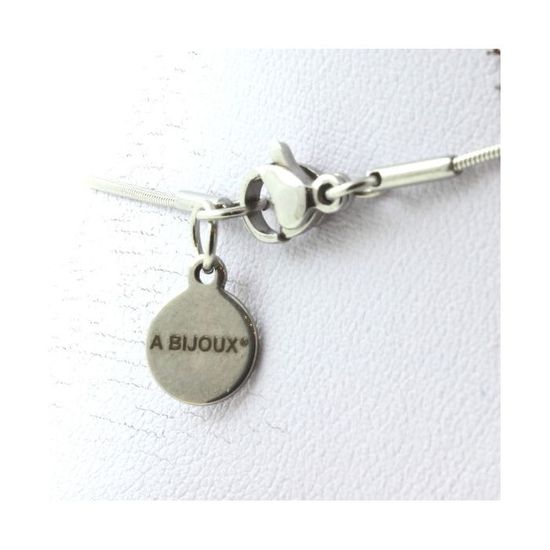 Collier 1 Perle Péridot 8 Mm Sur Chaîne Acier Inox - Marque A Bijoux, Neuf étiqueté, Fait En France