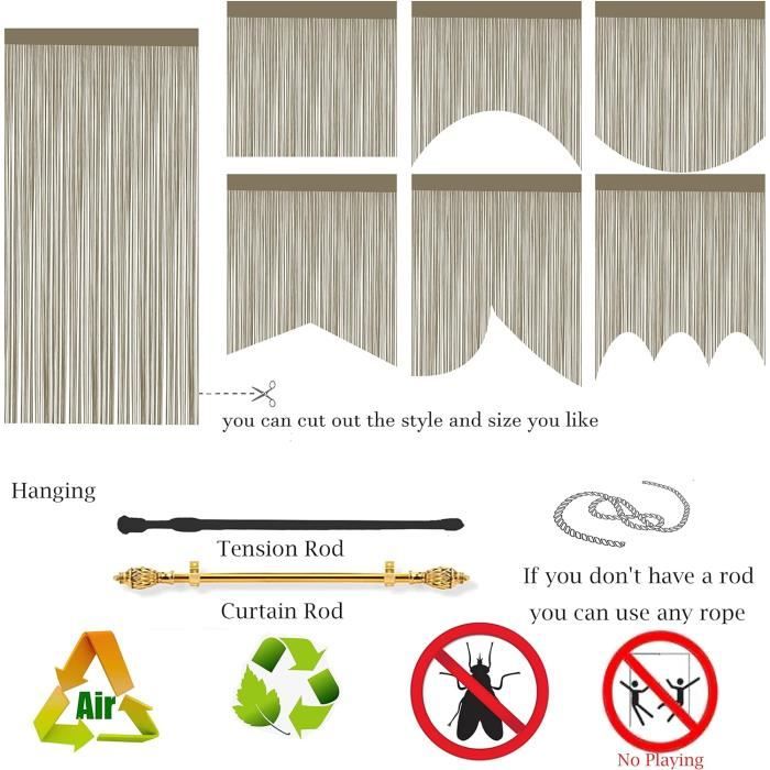 BaoBaJiu Moustiquaires Porte Fenetre Magnetique Rideau Anti Mouches Pour Porte, Sans Perçage, Gardez Les Insectes À L'écart-Gray|105x225cm(41x88in