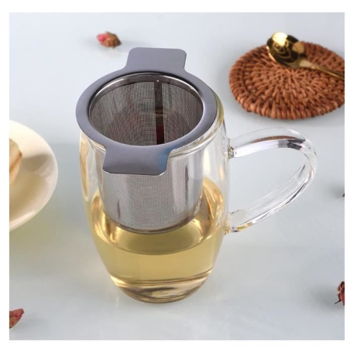 Lot 2 Filtres à Thé Inox 304 Micro-Perforé – Infuseur Avec Poignée Pliable + Couvercle – Toutes Tailles