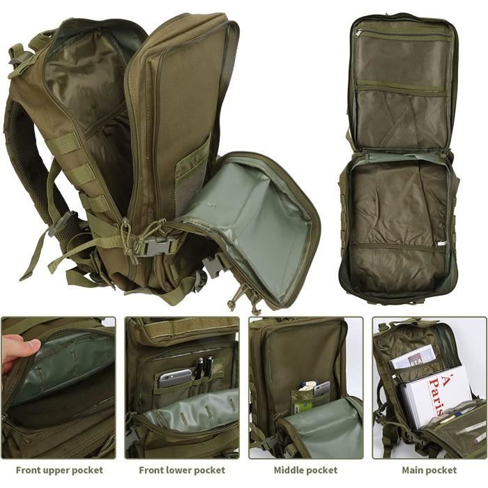 45L Sac à dos militaire tactique vert