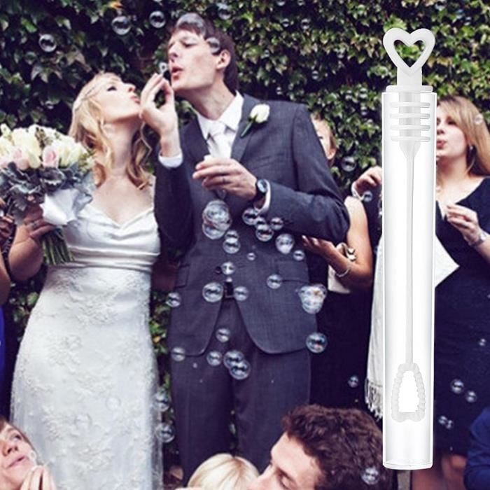 80 Set Tubes à Bulles De Mariage Avec Autocollants De Feuilles Baguette à Bulles De Coeur Flacon