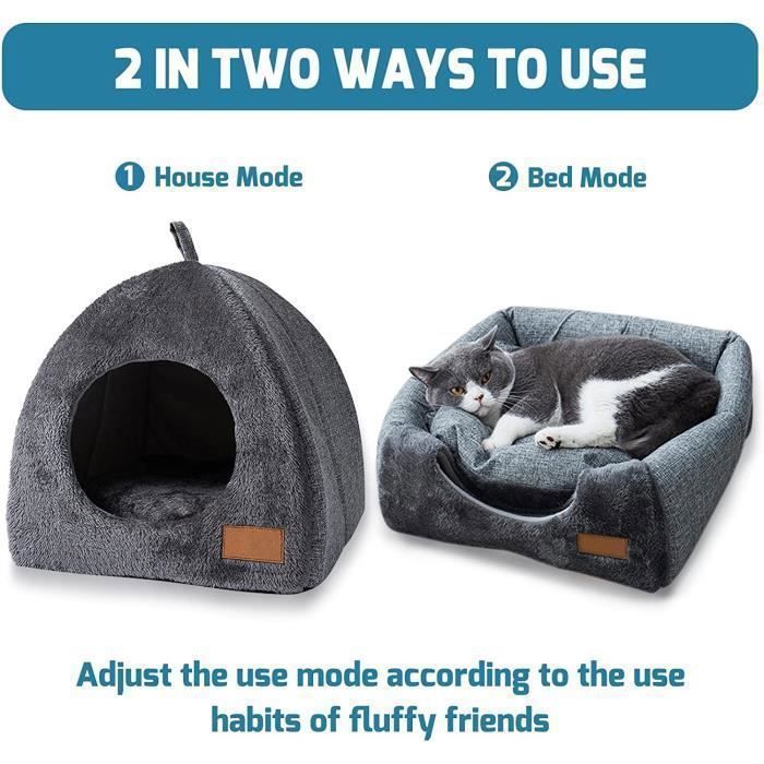 Niche Pour Chat Intérieur Pliable Avec Coussin - Maison Douillette Avec Boule Ludique, Fond Antidérapant, Pour Chat/chaton