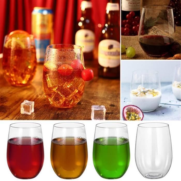 Verre à eau,4 pièces incassable en plastique verre à vin incassable PCTG  réutilisable Transparent jus de fruits bière verres tasses - Cdiscount  Maison