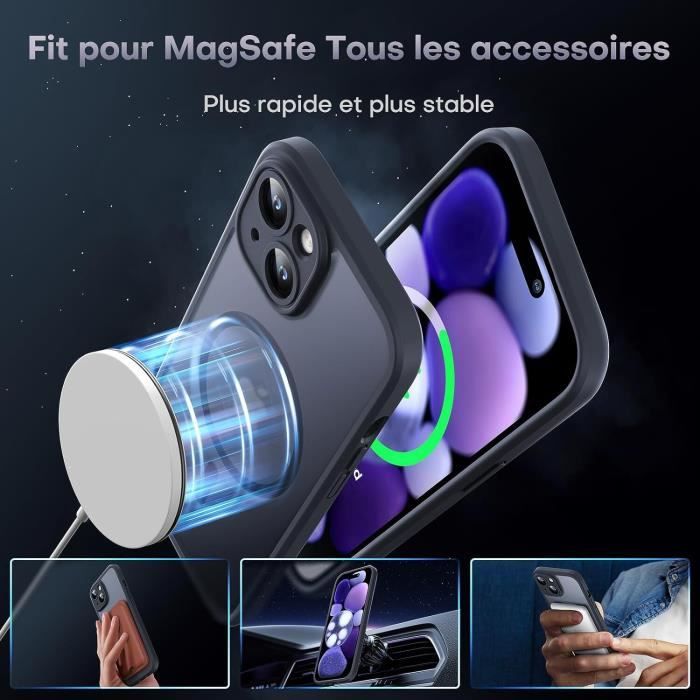 Coque Magnétique IPhone 17 Pro Max Avec Magsafe & 3 Verres Trempés [HD/Anti-Lumière Bleue/Confidentialité] - Protection Caméra Intégrée - Anti-Choc Transparent Mat