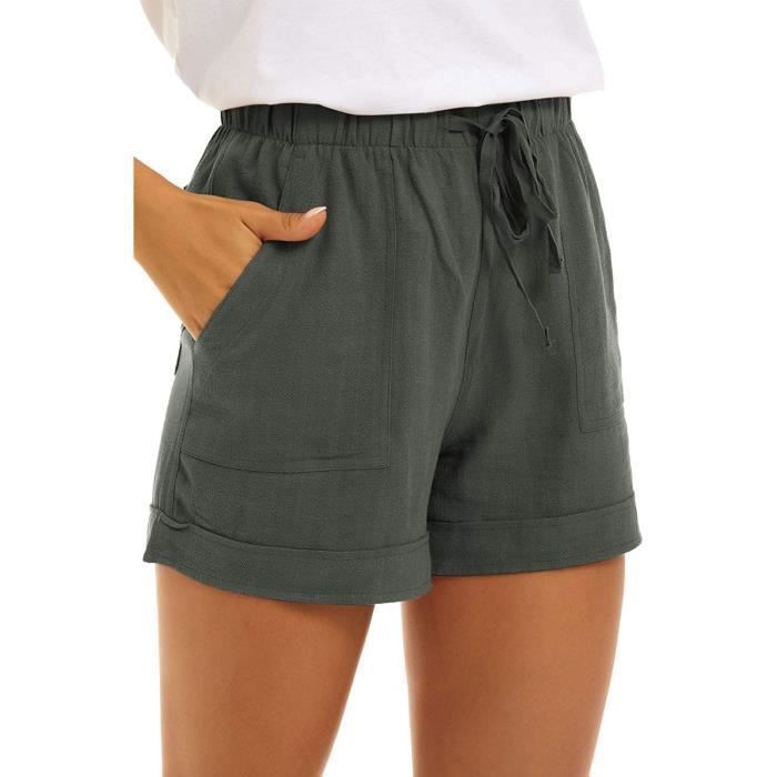 Short Bermuda Femme Lands' End Coton Sergé 9,5" Vert - Taille 12, Décontracté