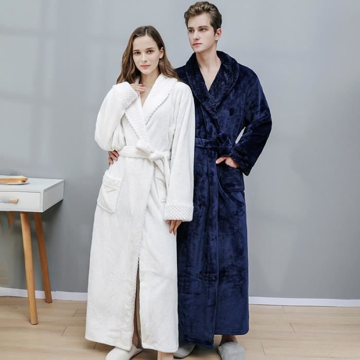 Unisexe Robe de Chambre Polaire Pour Femme et Homme Peignoir Longue en Peluche Grande Taille Pyjama Manteaux Vetements Cadeau Bleu Bleu Cdiscount Pret a Porter