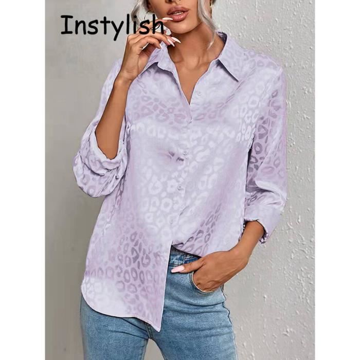 Chemise Chemisier de luxe imprime leopard pour femmes manches longues Vintage a boutons chemise de bureau tunique Fonce Vert Blanc Cdiscount Pret a Porter