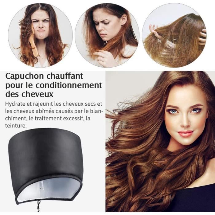 Bonnet Chauffant pour Soin Capillaire Efficace Cheveux Crépus Bouclés