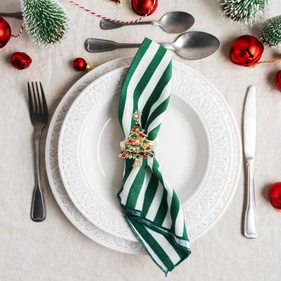 Yalulu 6Pcs Ronds De Serviettes Anneau Forme Noël Elk Cerf Serviette