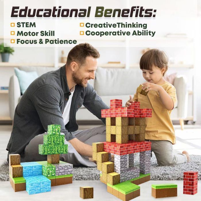 JaMalign Blocs De Construction Magnétiques 168 Pièces - Cubes 2,5 Cm - Aimants Puissants - Compatibles - Dès 4 Ans - Cadeau Montessori Créatif