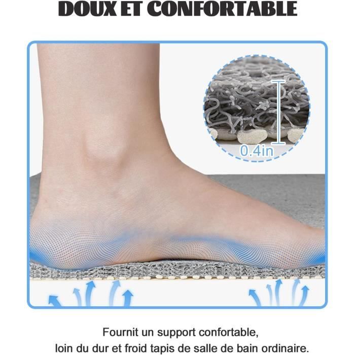 Tapis De Douche Antidérapant En PVC Loofah - 60x60 Cm, Séchage Rapide, Trous De Drainage, Bleu
