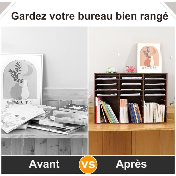 Organisateur De Rangement Bureau Furinno Hermite - 3 Compartiments, Blanc, Dimensions 31,6x23,5x14,6 Cm - 5