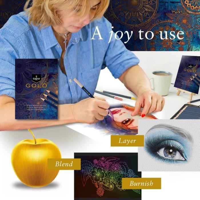 Castle Art Supplies Set de 120 Crayons de Couleur Mines Colorées Plus