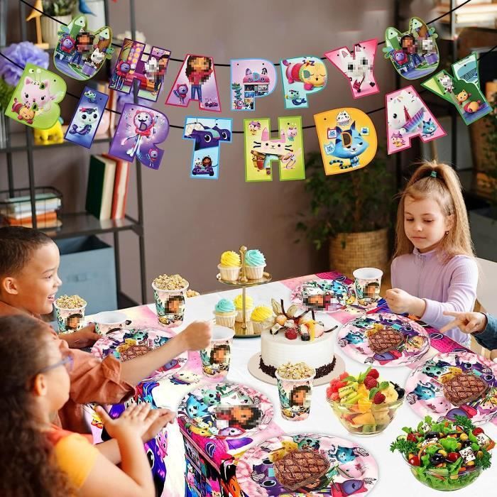 106 Pcs Vaisselle de Fête D'anniversaire Pour Enfants, Gabby Set de  Décoration de Fête, Fournitures de Fête Anniversaire Gabby, Fille Fête  Décoration Ballons en Ballon en, 3 ans Anniversaire : : Cuisine