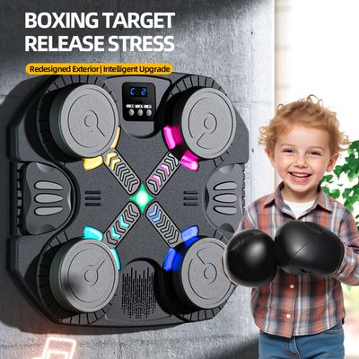 Machine De Boxe Musicale LED Pour Enfants – Bluetooth, 2 Modes, 5 Vitesses, Gants Inclus, 500mAh