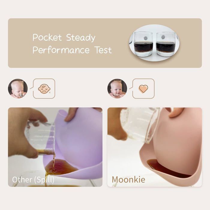 Bavoirs En Silicone Bébé Moonkie - Sans BPA, Imperméables Et Réglables - Pour Nourrissons Et Tout-petits