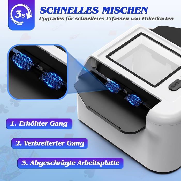 Mélangeur De Cartes électrique HOTOIQ – Auto/manuel Pour 1-2 Decks, Batterie 2000 MAh, Silencieux, Rechargeable