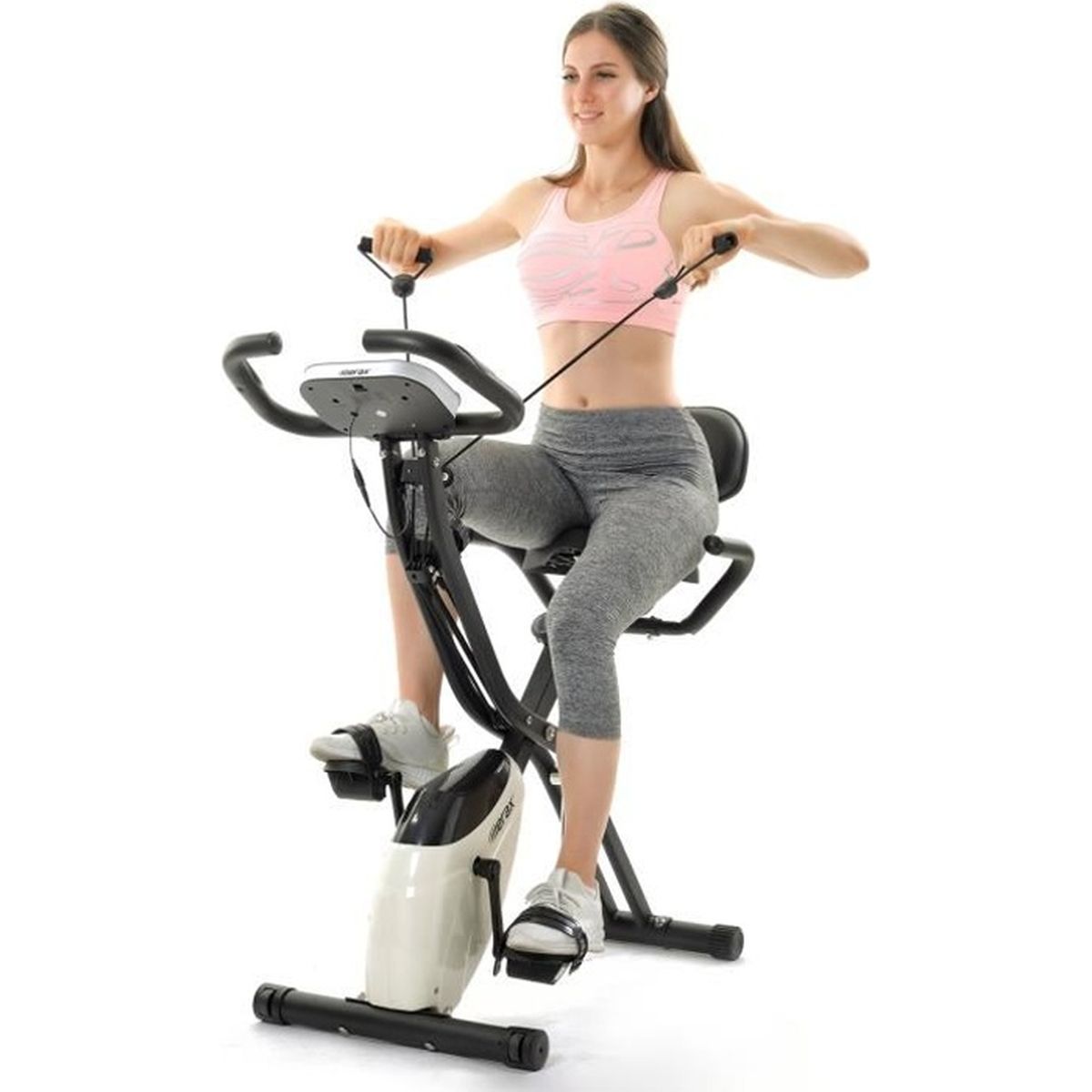 Merax Velo D Appartement Pliable Avec Lcd Hauteur Reglable 10 Niveaux De Resistance Blanc Prix Pas Cher Cdiscount