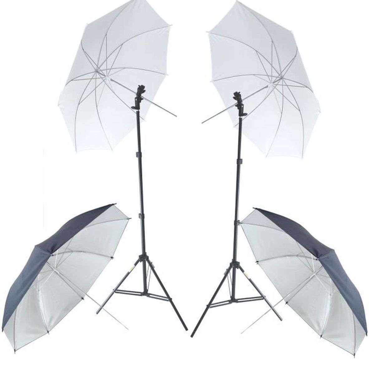 DynaSun KUBSF Kit déclairage Professionnel avec Trépied Parapluie Blanc et Argent pour Flash Cobra Esclave Studio Photo Vidéo Douille Rotule Orientable 