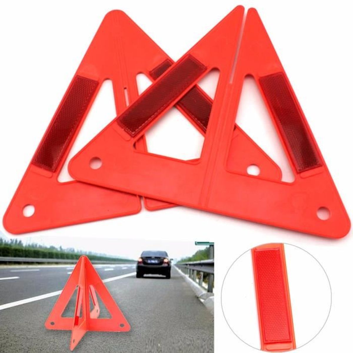 Triangle De Signalisation LED 30W - Alerte Danger Voiture Avec Gilet Réfléchissant Inclus