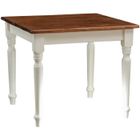 MADE IN ITALY Table à rallonge style champêtre en bois massif structure blanche vieillie sur plan en noyer L90xPR90xH78 cm