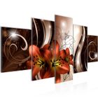 Runa art Tableau Décoration Murale Fleurs de Lys 200x100 cm - 5 Panneaux Deco Toile Prêt à Accrocher 208451a