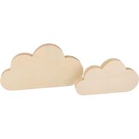 Set de 2 nuages en bois 'Artemio' 22x12 cm et 16.5x9 cm