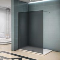 Paroi de douche grise 140x200cm - verre foncé anticalcaire - douche à l'italienne