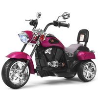 COSTWAY Moto Électrique 6V pour Enfants Scooter avec 3 Roues Effet Sonore et Lumineux, 3Km/h Max, 3 Ans + Style de Chopper Rose