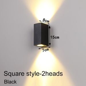 APPLIQUE  Carré-noire-2heads - Applique Murale LED, étanche 
