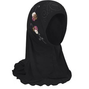 ECHARPE - FOULARD Hijab Islamique Full Cover Turban Head 1 Pièce Floral Arabe Écharpe Amira Hijab Head Wear Long Scarf Pour Enfants Filles[m8225]