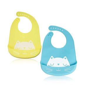 2PCS Bavoirs En Silicone Avec Bac Récupérateur,sans BPA