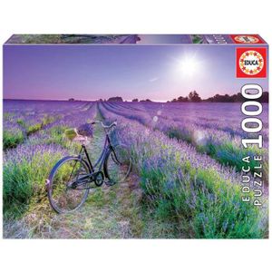 PUZZLE Puzzle 1000 pièces Vélo dans un champ de lavande - EDUCA - Adulte - Taille 68x48cm