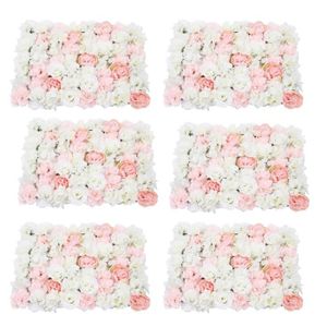 6pcs panneaux de mur de fleurs artificielles romantiques décor floral