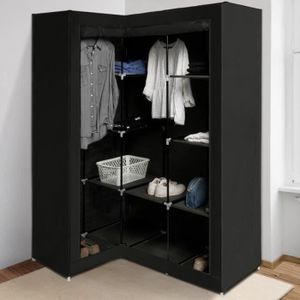 ARMOIRE DE CHAMBRE Armoire de rangement d'angle noire - IDMARKET - Dressing penderie XXL - Métal - Contemporain