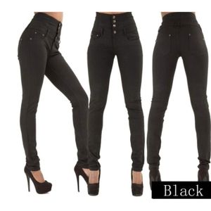 JEANS Jeans Skinny Taille Haute pour Femme Slim Fit Stretch Push Up Pantalons en Denim Casual Retro Pantalons - noir HBSTORE