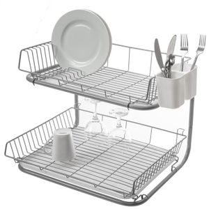 Égouttoir à Vaisselle pour Vaisselle étagère à Vaisselle avec Support égouttoir à 3 Niveaux Cadre égouttoir en Acier Inoxydable à 3 Niveaux avec Porte-Couverts et égouttoir
