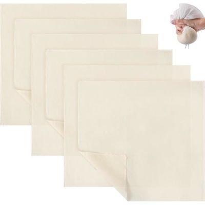Étamine Alimentaire - 6 Sacs Coton 30x35cm | Filtre Lavable Pour Fromage, Thé, Jus