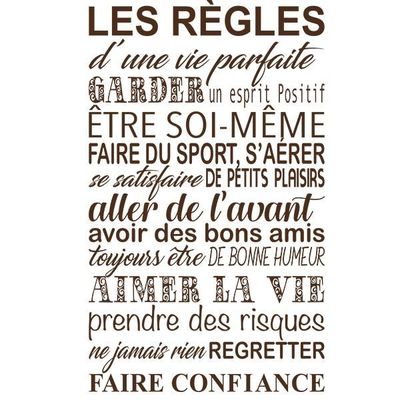 Sticker Decoration Texte Les Regles D Une Vie Parfaite 60x36 Cm Marron Tex036 Achat Vente Stickers Cdiscount