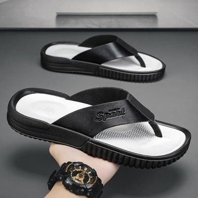 Tong homme cuir noir best sale