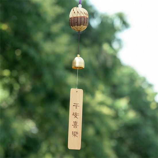 Carillon à Vent Extérieur Bois Bambou - Hixingo Ornement Suspendu Décoration Intérieur Extérieur Jardin Terrasse