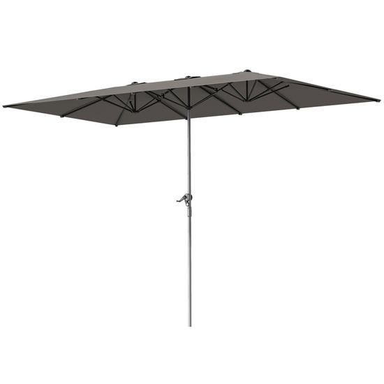 Outsunny Parasol Rectangulaire Double 4,6 X 2,7 M - Ouverture Manivelle - Toile 180 G/m² Vert