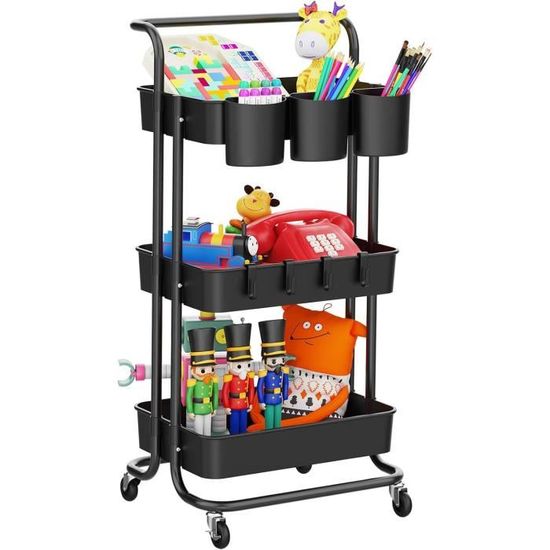 Volnamal Organiseur De Couches Chariot Mobile 3 Niveaux Avec Roulettes - Accessoires Bébé