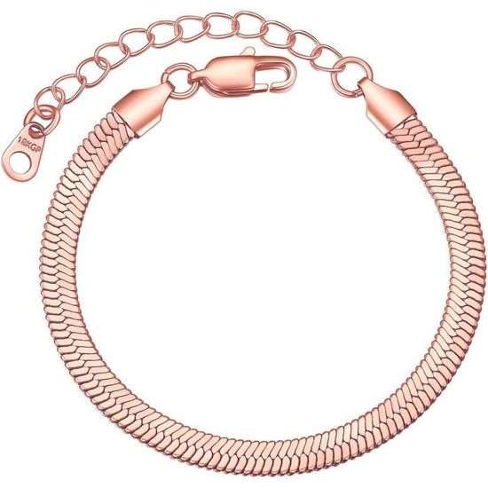Bracelet Gourmette Femme Ajustable Acier Inoxydable-Plaqué Or 16+5Cm