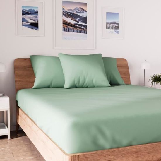 Drap Housse 160x200 Coton 57 Fils Blanc Housse De Rêve 35 Cm